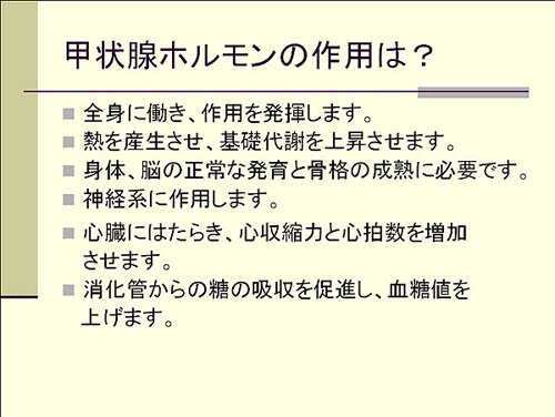 甲状腺ホルモンの作用は？